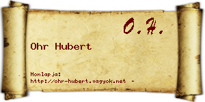 Ohr Hubert névjegykártya